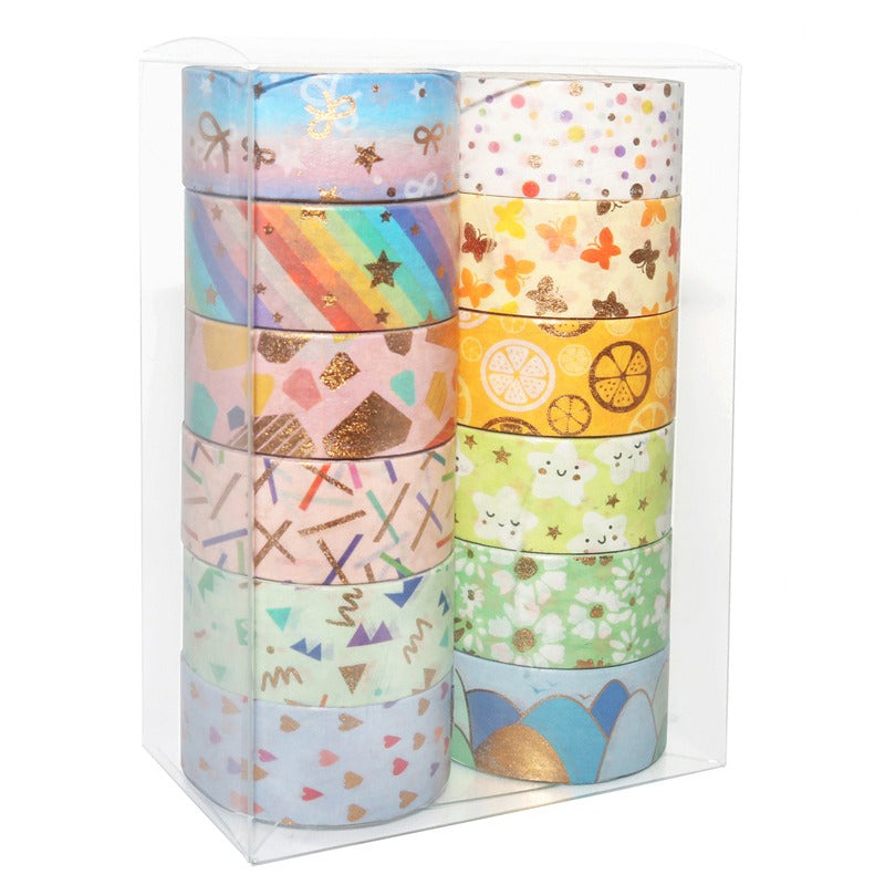 Wholesale DIY 12 Rolls Cute Candy Colored Hot Stamping Ledger Decoration and Paper Tape